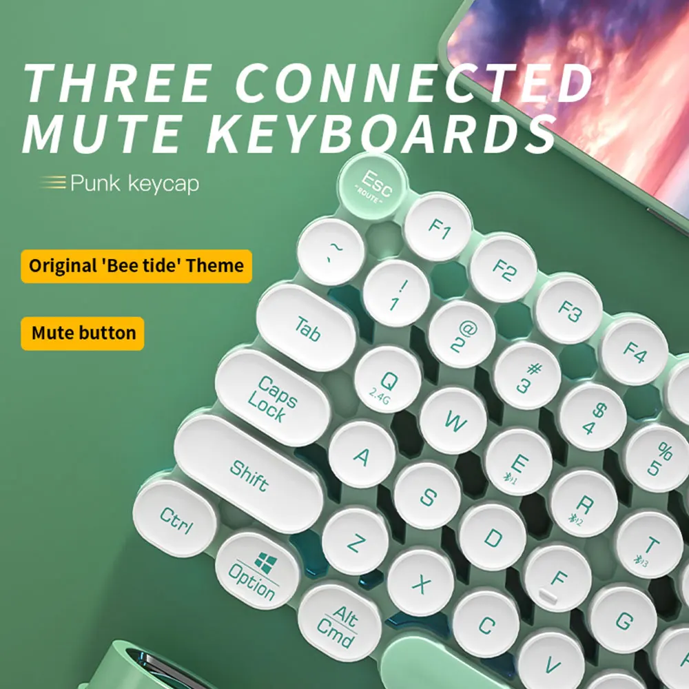 Акумулаторна Безжична Bluetooth клавиатура в стил пънк С RGB подсветка, Двухрежимная клавиш за изключване на звука, слот клавиатура за настолен лаптоп2