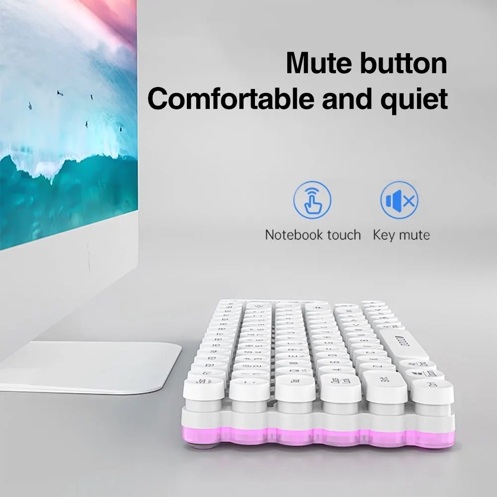 Акумулаторна Безжична Bluetooth клавиатура в стил пънк С RGB подсветка, Двухрежимная клавиш за изключване на звука, слот клавиатура за настолен лаптоп4