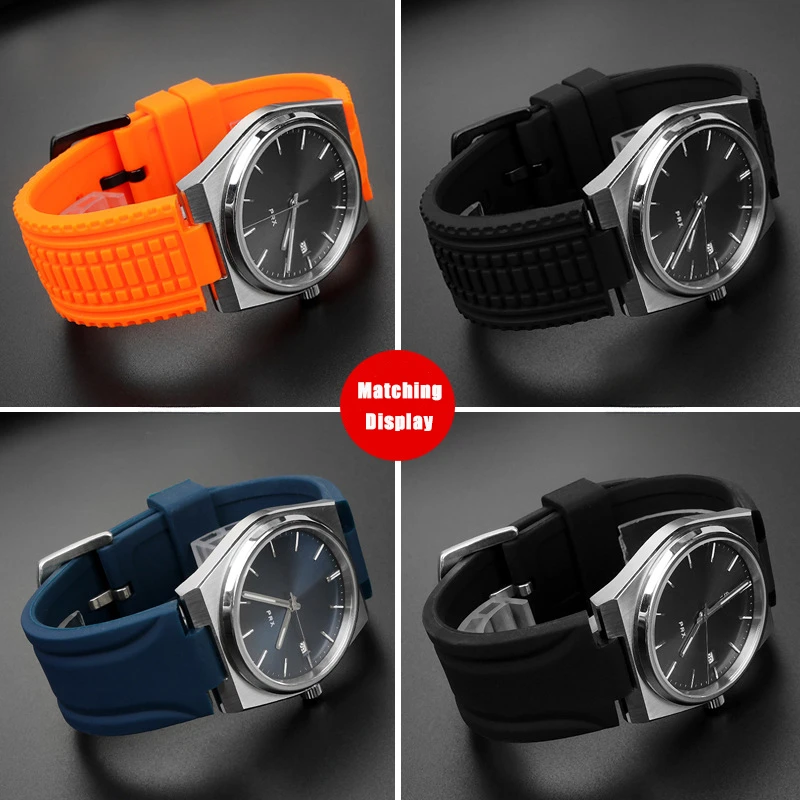 Подходящ за TISS0T PRX серия Super Gamer 137/407/410 Силикон каишка за часовник Водоустойчив спортни гривни за часовници заместват гривни1