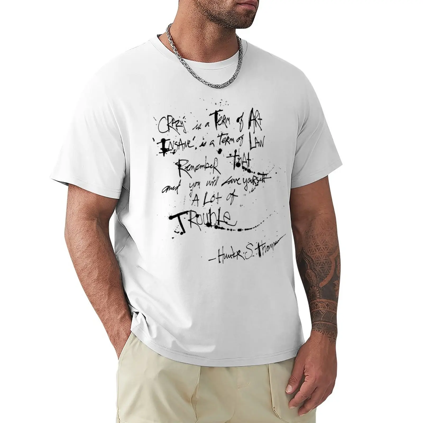 Хънтър С. Томпсън: Луд - това е художествена цитат тениска с домашен любимец принтом за момчета, дрехи в стил на kawai, мъжки тениски0