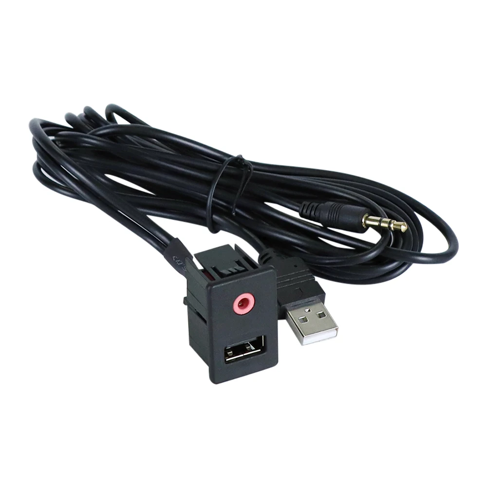 1 бр. Автомобилен 3,5 мм аудио жак 2RCA към AUX USB гнездо за скрит монтаж в табло за Mitsubishi Outlander 30