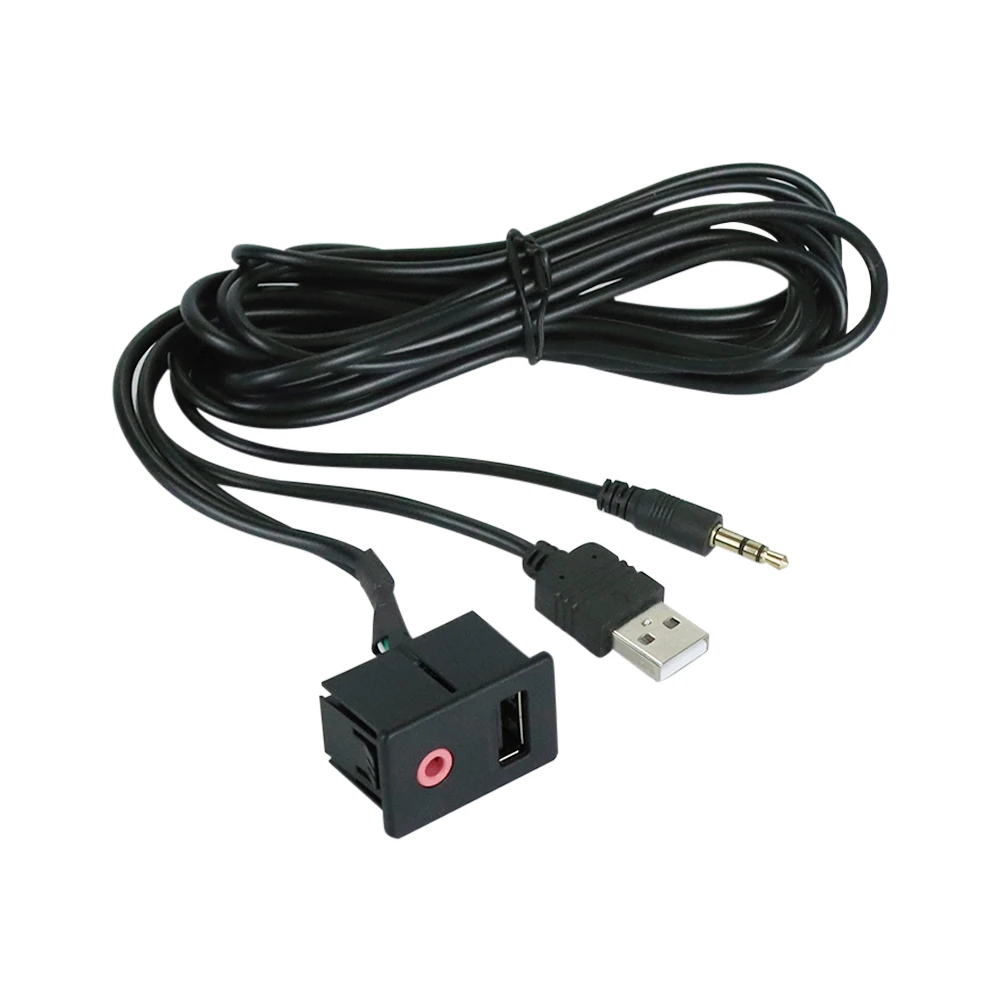 1 бр. Автомобилен 3,5 мм аудио жак 2RCA към AUX USB гнездо за скрит монтаж в табло за Mitsubishi Outlander 32