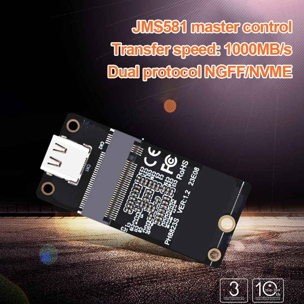 M. 2 NVMe NGFF SSD Адаптер Конвертор USB 3,1 Type C JMS581 Карта Адаптер твърдотелно устройство за M2 SSD 2230/2242/2260/22802
