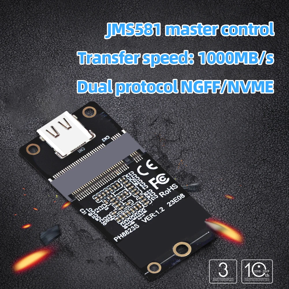 M. 2 NVMe NGFF SSD Адаптер Конвертор USB 3,1 Type C JMS581 Карта Адаптер твърдотелно устройство за M2 SSD 2230/2242/2260/22803