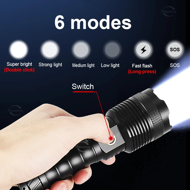 4 * 30 W за Най-мощен led фенерче Super Long Shot Факел Висока Мощност USB Акумулаторни фенери флаш Tail Hammer Тактически фенери1