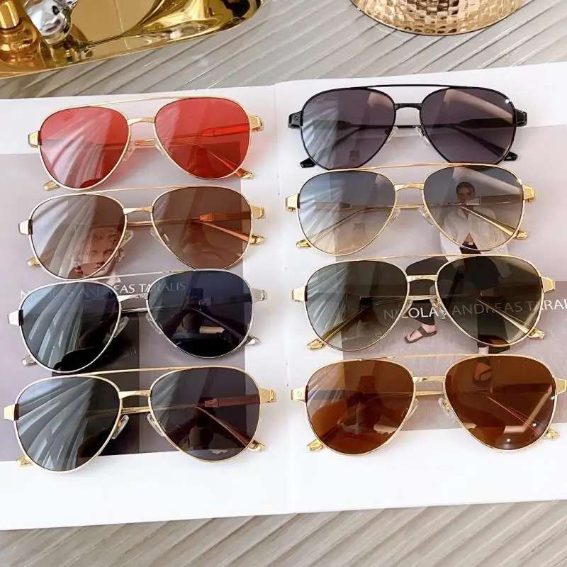 Модни Слънчеви очила 0420S, Дамски Слънчеви Очила 2023, Луксозен Марка, Качество, Ретро Пилот, Titanium Стил, Дизайн, Дамски Слънчеви Очила За Мъже, Очила y2k5