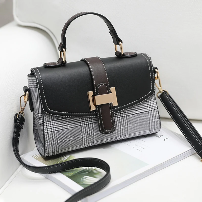 Модни клетчатая чанта през рамо, жените проста ежедневна чанта през рамо, луксозни дизайнерски малки квадратни чанти, дамски дизайнерски ежедневна чанта1
