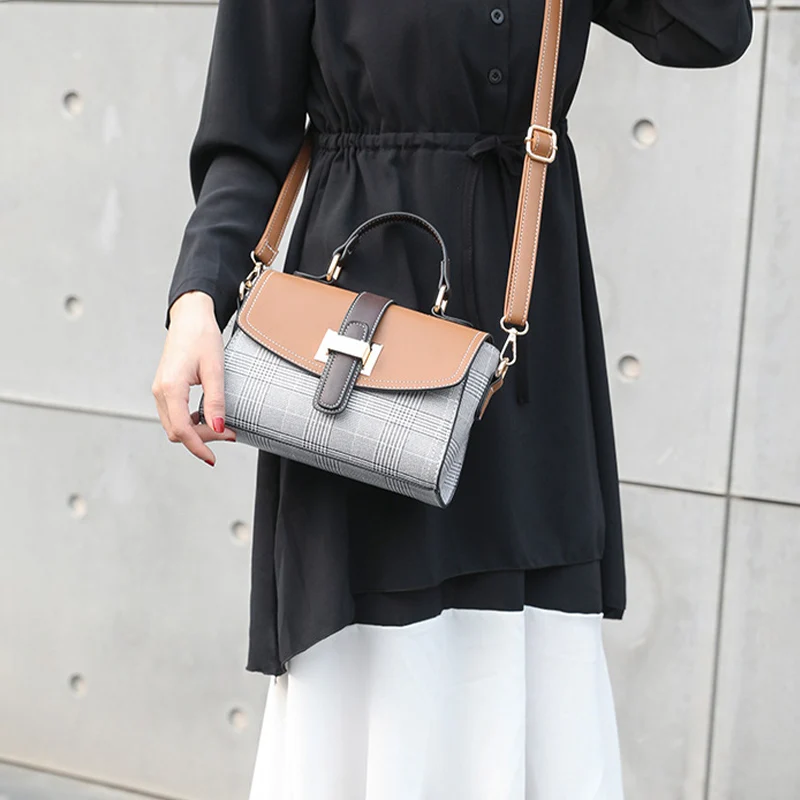 Модни клетчатая чанта през рамо, жените проста ежедневна чанта през рамо, луксозни дизайнерски малки квадратни чанти, дамски дизайнерски ежедневна чанта2
