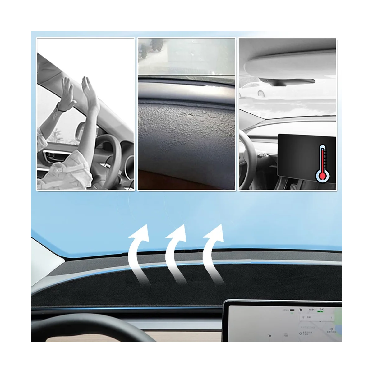 Подложка за арматурното табло на автомобила за Tesla, Модел 3 Y 2017-2023 Подложка за арматурното табло козирка Нескользящая пылезащитная защитно покритие Аксесоари5