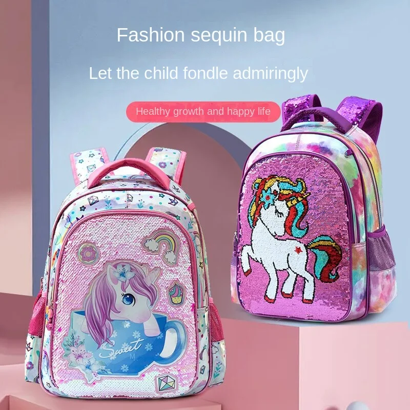 Ученически чанти с единорогом и пайети за момичета, раница за малки деца, материал Escolar, раница за ученици, училищен чанта 2023, комплекти чанти1