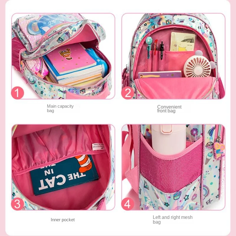 Ученически чанти с единорогом и пайети за момичета, раница за малки деца, материал Escolar, раница за ученици, училищен чанта 2023, комплекти чанти2