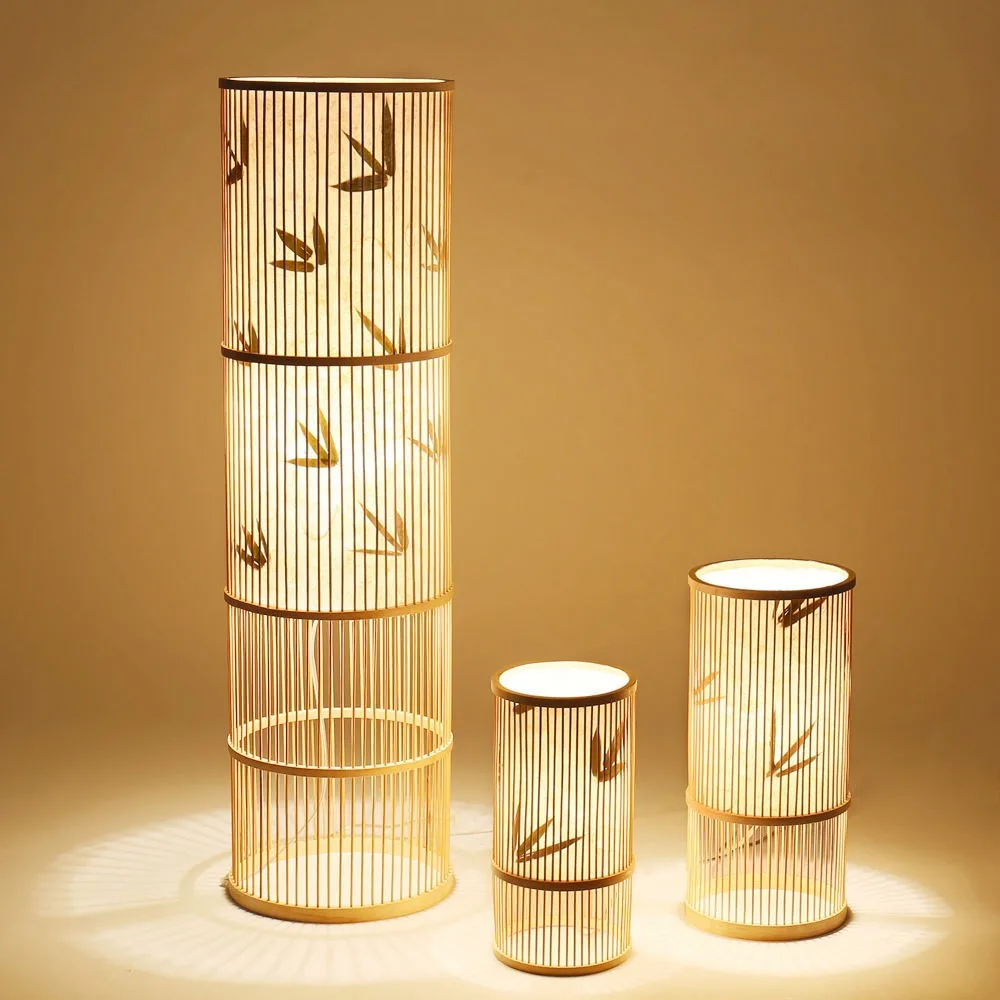 Нова Настолна лампа от бамбуково тъкане в китайски Стил, Творческа обстановка Спални от ратан, ръчно изработени, Нощно шкафче E27, Настолна лампа2