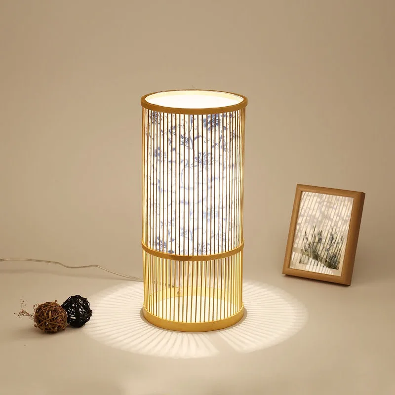 Нова Настолна лампа от бамбуково тъкане в китайски Стил, Творческа обстановка Спални от ратан, ръчно изработени, Нощно шкафче E27, Настолна лампа3