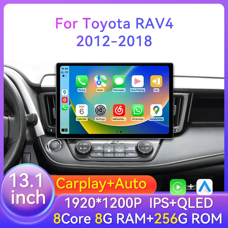 13,1 инча Android За Toyota RAV4 XA40 2012-2018 Авто Радио DVD Мултимедиен Плейър GPS Навигация 2 Din Екран на устройството Carplay0