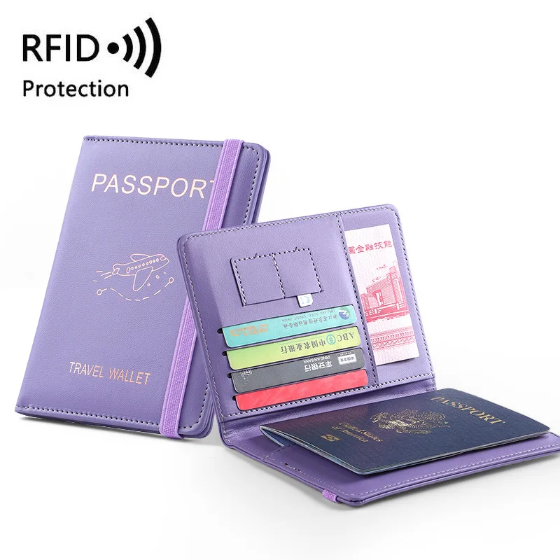 RFID корици за паспорти, защита за паспорт, мултифункционален водоустойчив портфейл за кредитни идентификация на притежателя на бизнес документи, пътен аксесоар5