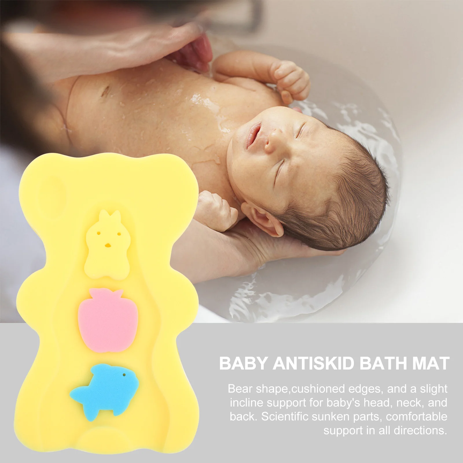 Гъба за къпане, детски притежателя, Cartoony мат, Mesh bag, Еластична възглавница за вана За бебета4