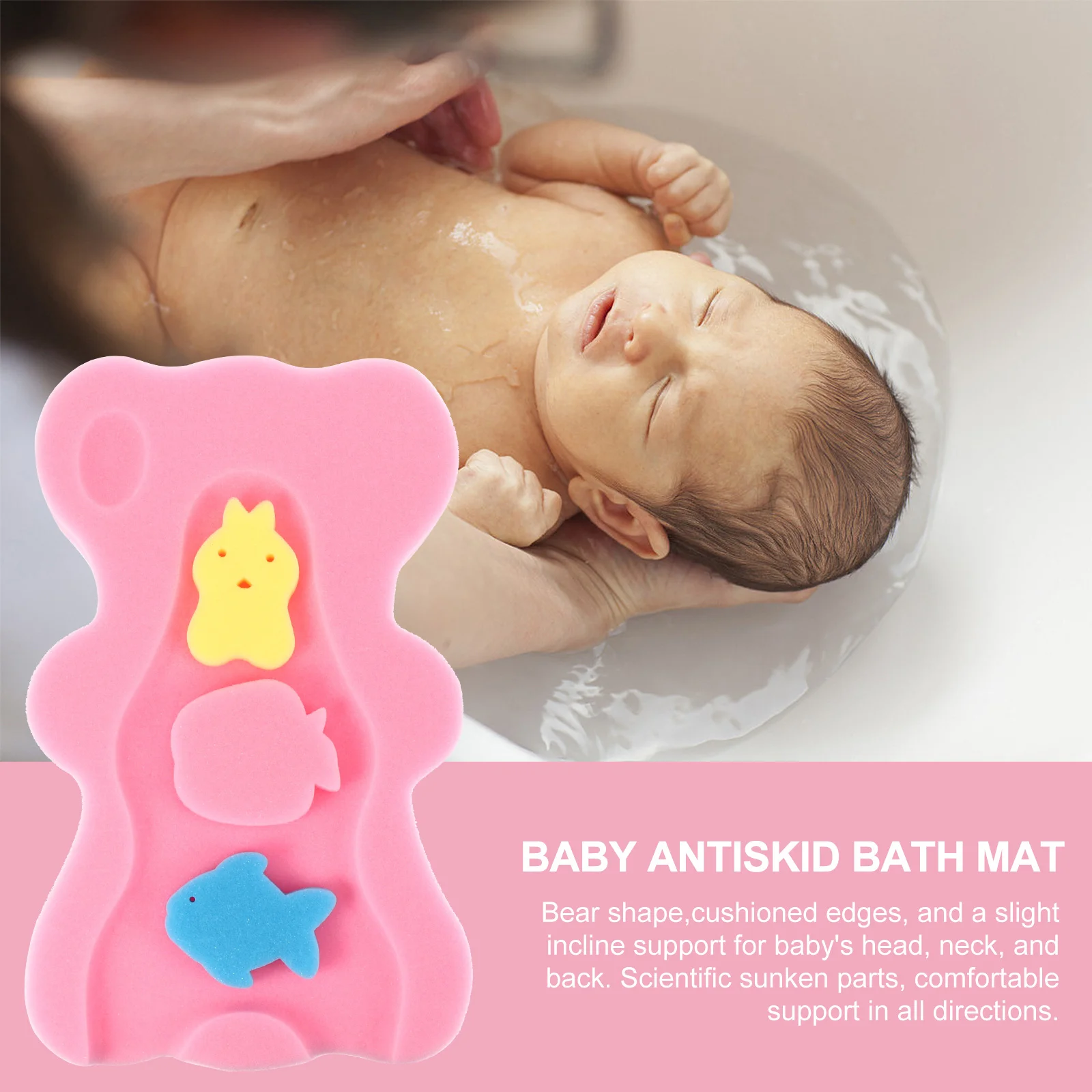 Гъба за къпане, детски притежателя, Cartoony мат, Mesh bag, Еластична възглавница за вана За бебета5