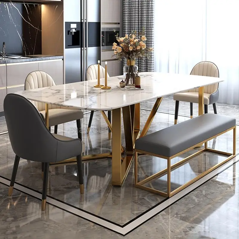 Стоманена Лека Луксозна мебел маса за Хранене със скандинавски минималистичном дизайн, Висококачествени мебели от златист мрамор, Mesas De Centro Para Salon1
