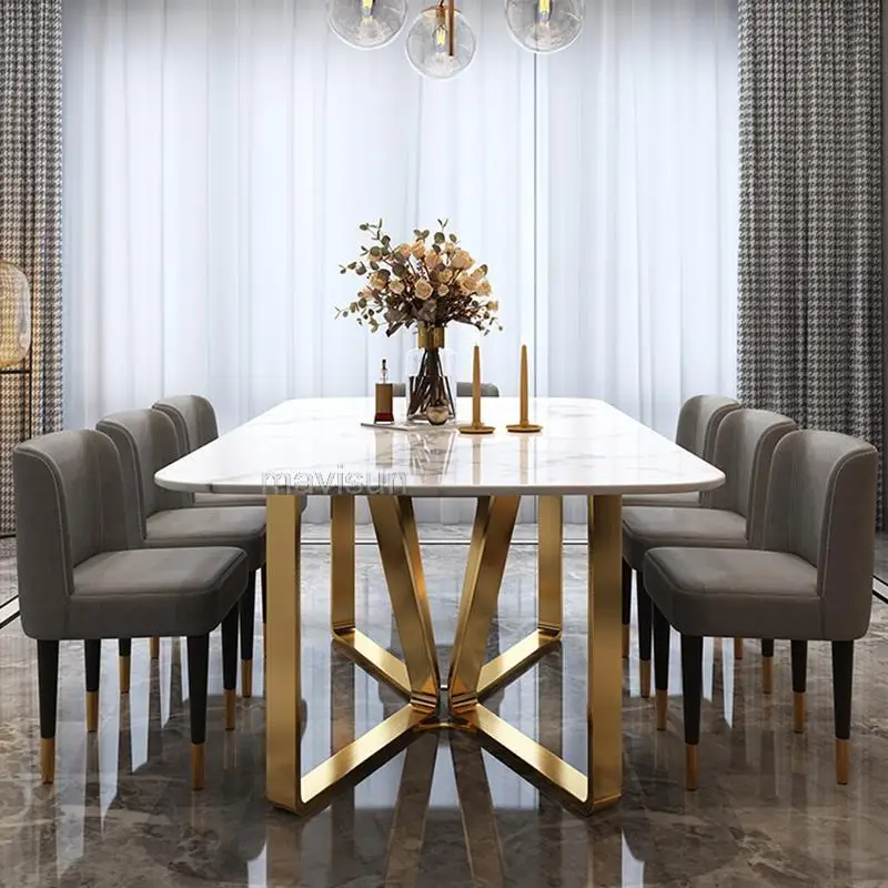 Стоманена Лека Луксозна мебел маса за Хранене със скандинавски минималистичном дизайн, Висококачествени мебели от златист мрамор, Mesas De Centro Para Salon2