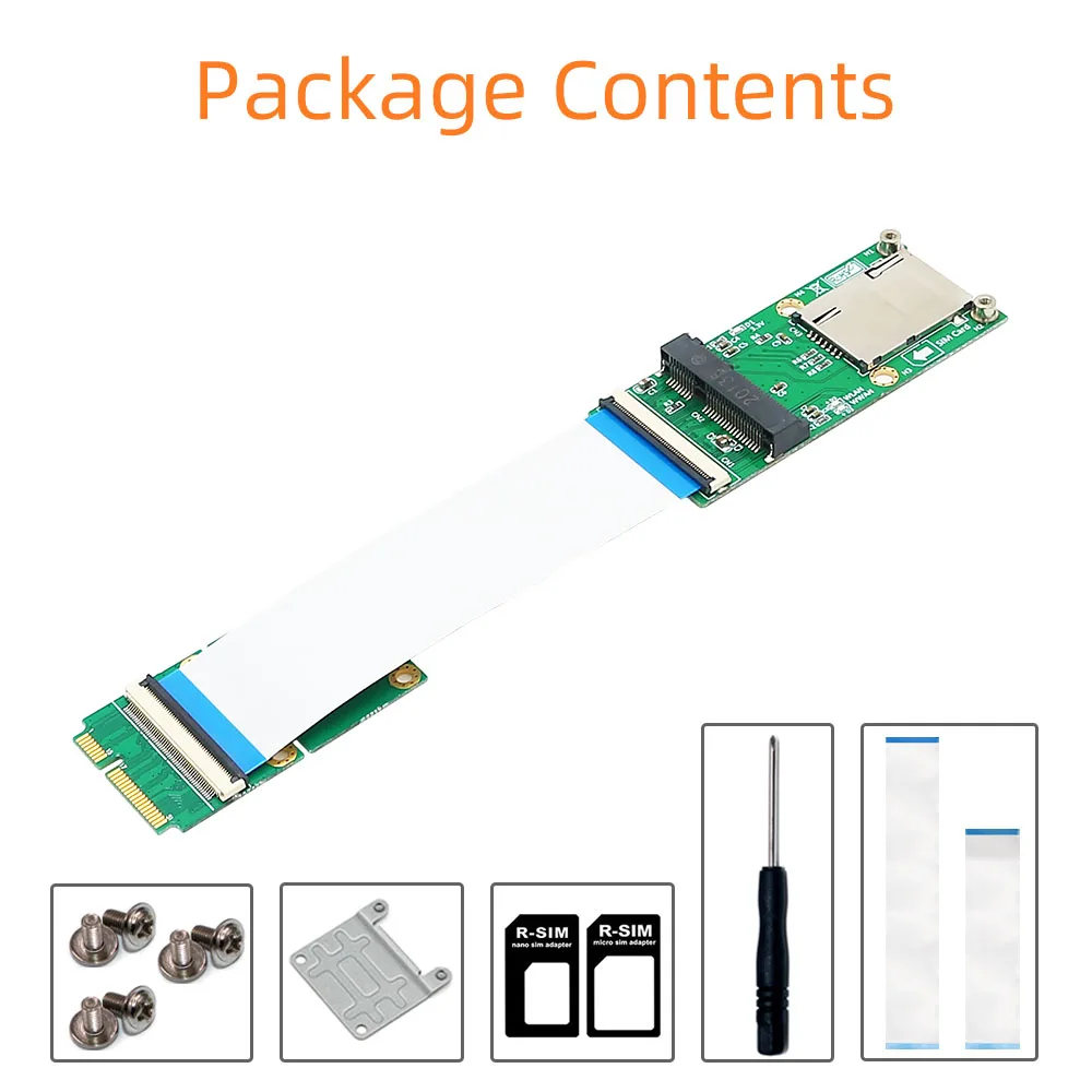 Гъвкав удължителен кабел Mini PCI-E за Mini PCIE/mSATA, кабел за връзка с гнездо за SIM-карти, Скоба за модул WIFI/WWAN/WLAN за SSD-памет mSATA4
