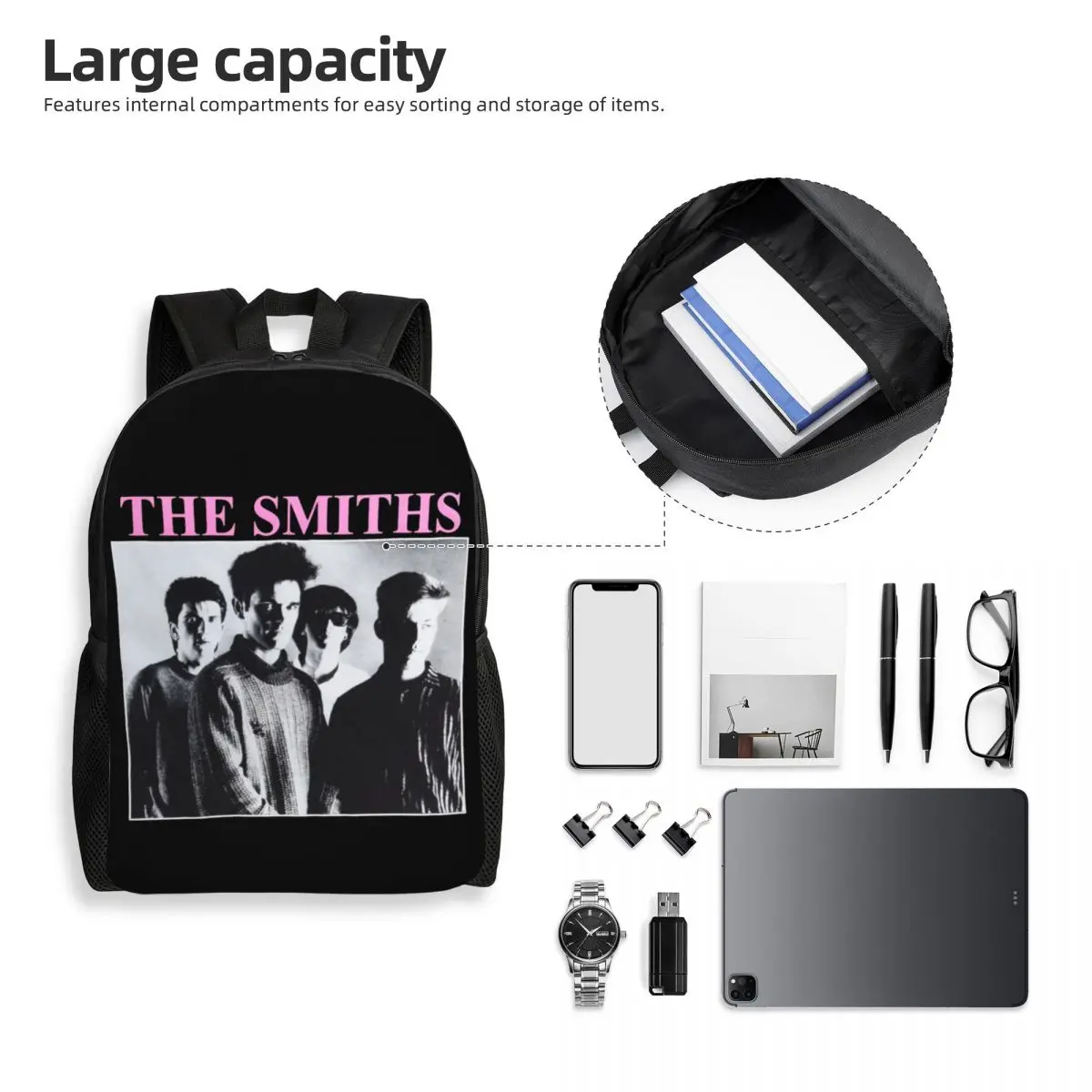 Раници The Smiths в стил алтернативен поп-рок, за момичета, момчета, ученически пътни чанти за колеж, Дамски мъжки чанта за лаптоп с диагонал 15 инча4