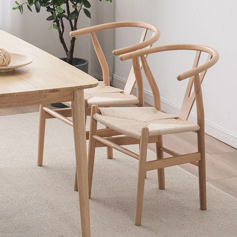 Трапезни столове от масивно дърво в скандинавски стил, Модерна маса за хранене, стол с обикновен стол за кухня, мебели за дома, Дизайнерски столове за почивка на семейството0