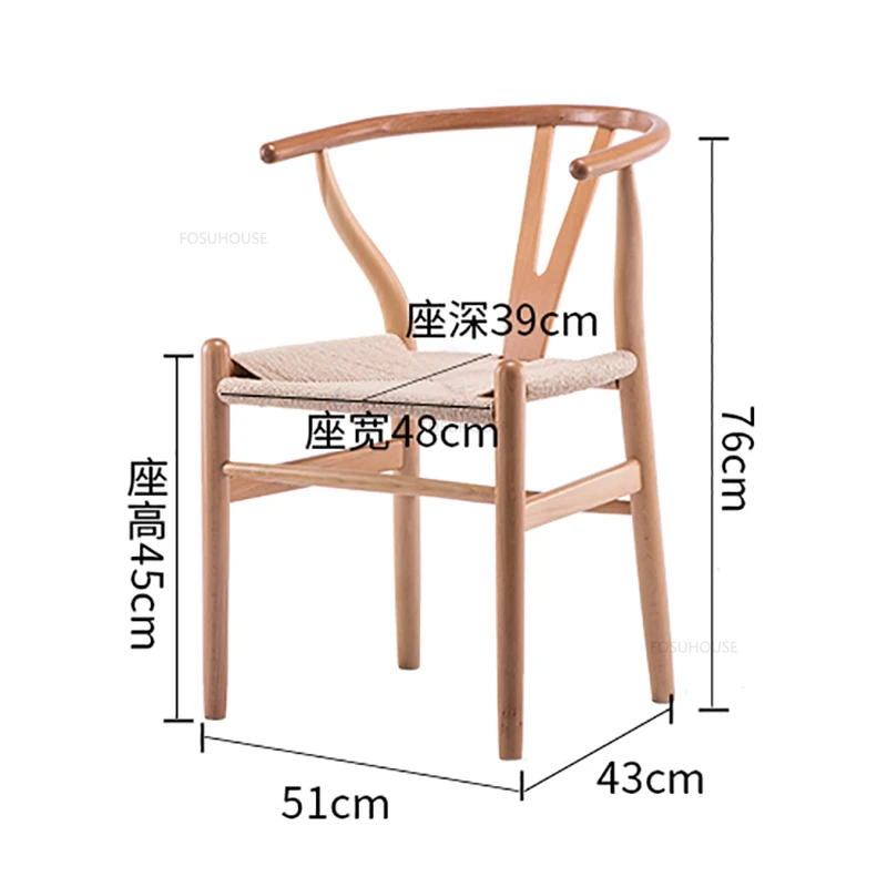 Трапезни столове от масивно дърво в скандинавски стил, Модерна маса за хранене, стол с обикновен стол за кухня, мебели за дома, Дизайнерски столове за почивка на семейството4