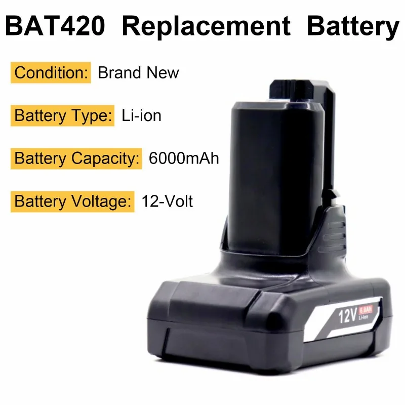 GBA12V60 6000 mah за Bosch 12v/10,8 В Литиево-йонна Замяна на Батерията BAT411 BAT420 GBA 12 В Безжичните електрически инструменти за Bosch 12v Зарядно Устройство1