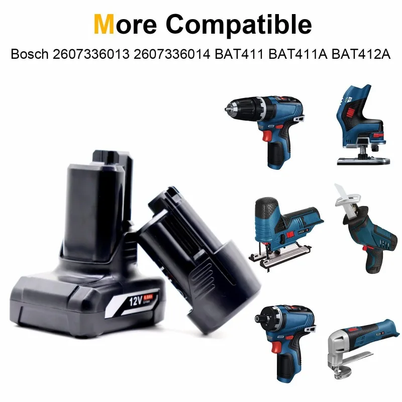 GBA12V60 6000 mah за Bosch 12v/10,8 В Литиево-йонна Замяна на Батерията BAT411 BAT420 GBA 12 В Безжичните електрически инструменти за Bosch 12v Зарядно Устройство2