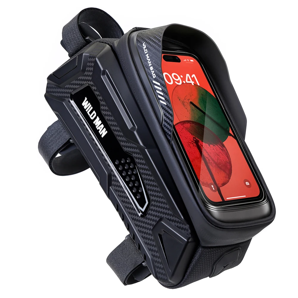 WILD MAN МТБ Пътен под наем Горната рамка чанта Сензорен екран 1Л Велосипедна чанта Калъф за вашия телефон, водоустойчив с отвор за слушалки Кормило екипировка3