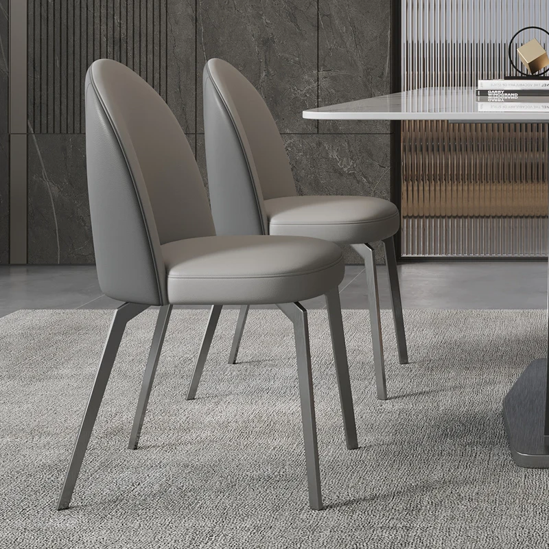 Италиански минималистичен стол за хранене, модерен минималистичен стол с облегалка, Луксозна кожа art стол за домашно ресторанта Nordic0