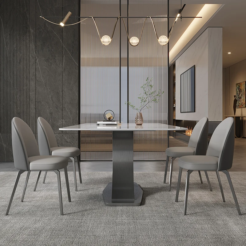 Италиански минималистичен стол за хранене, модерен минималистичен стол с облегалка, Луксозна кожа art стол за домашно ресторанта Nordic3