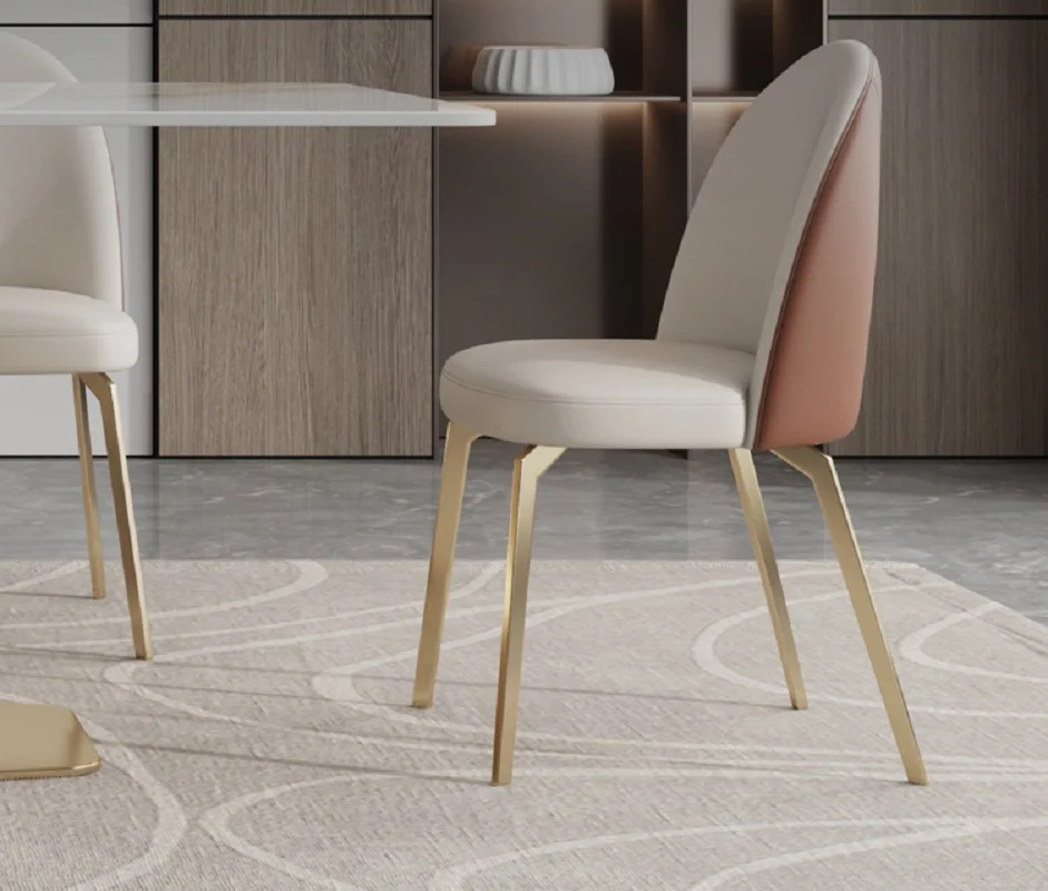 Италиански минималистичен стол за хранене, модерен минималистичен стол с облегалка, Луксозна кожа art стол за домашно ресторанта Nordic4