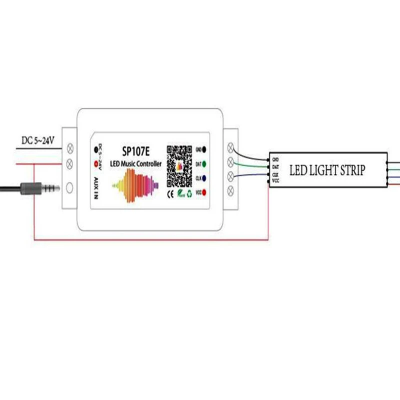 SP107E Bluetooth-съвместима led музикален контролер, Цветни Пикселова контролери IC от Smart Phone APP за led лента WS2812B WS28114