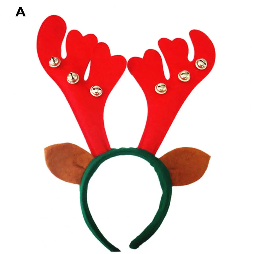 Коледна превръзка на главата с Оленьим рог, украсен с пера, Празнична Коледна превръзка на главата с камбана под формата на Оленьего рога и пайети във формата на снежинки за новостите2