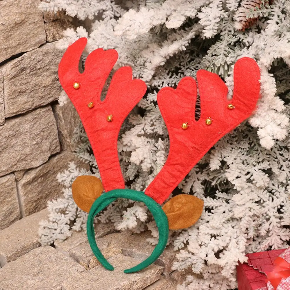 Коледна превръзка на главата с Оленьим рог, украсен с пера, Празнична Коледна превръзка на главата с камбана под формата на Оленьего рога и пайети във формата на снежинки за новостите4