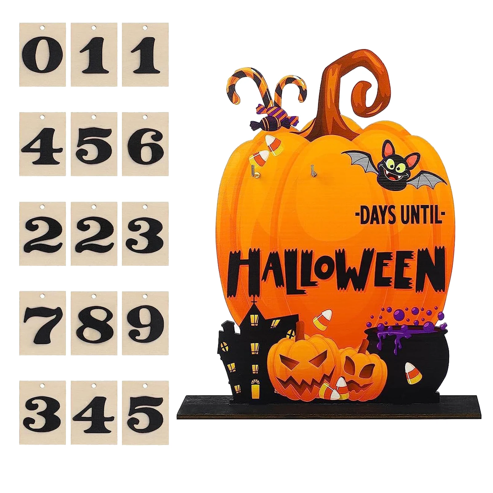 Выцветающая тиква, подарък за Хелоуин, Адвент-календар, Сладък масичка, в класната стая, Детска, училищна и начална вратата с 15 дървени цифри0