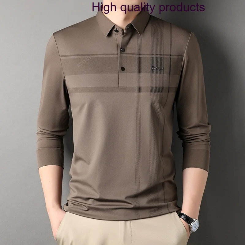 Мъжки есенно-зимни бизнес ежедневни ризи с къси ръкави в клетка с дълъг ръкав, висококачествени прости мъжки тениски 3XL0