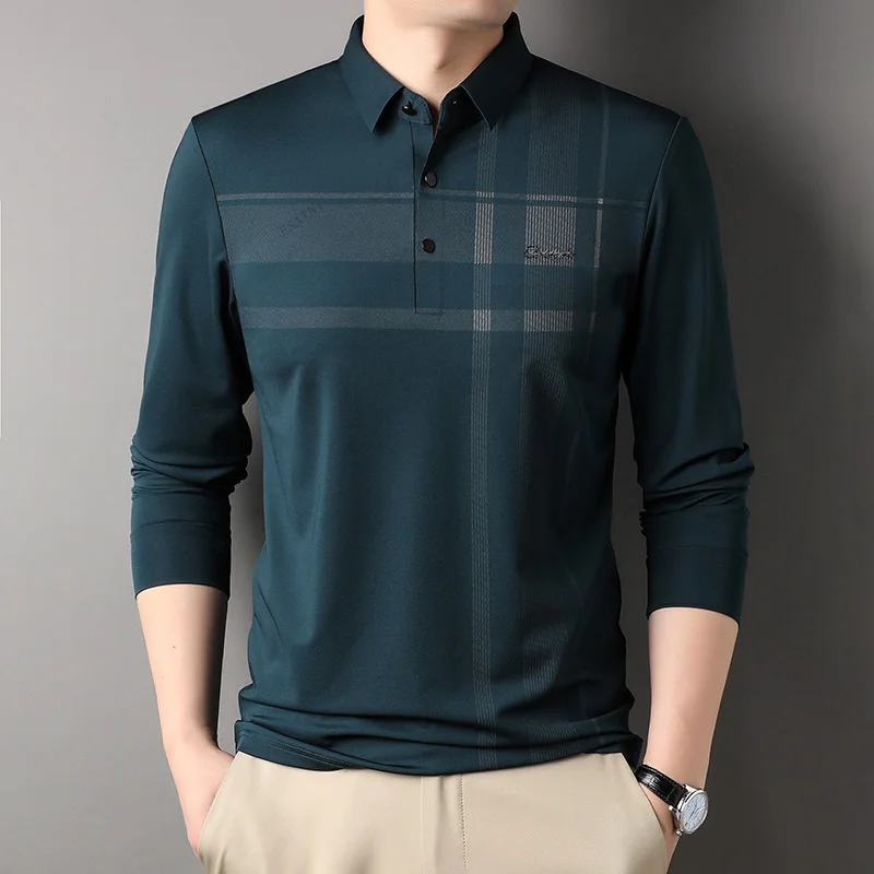 Мъжки есенно-зимни бизнес ежедневни ризи с къси ръкави в клетка с дълъг ръкав, висококачествени прости мъжки тениски 3XL1