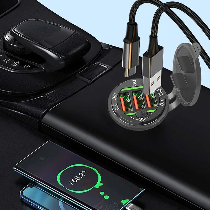 Автомобилен Адаптер за Запалка с 3 Порта USB-зарядно устройство QC3.0, Штекерный адаптер С ключ, автоаксесоари За жени/Мъже, Запушалка за Бързо зареждане на GPS3