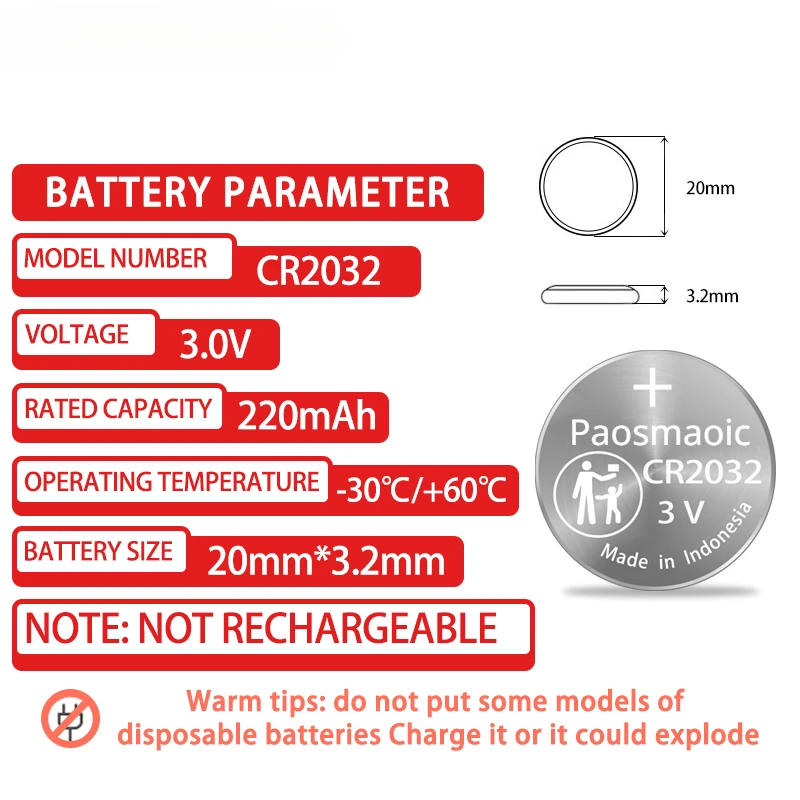 1бр Оригинален CR2032 DL2032 ECR2032 Бутон елемент Литиева батерия за електронни часовници Led лампа Страничен автомобилен ключ дистанционно управление1