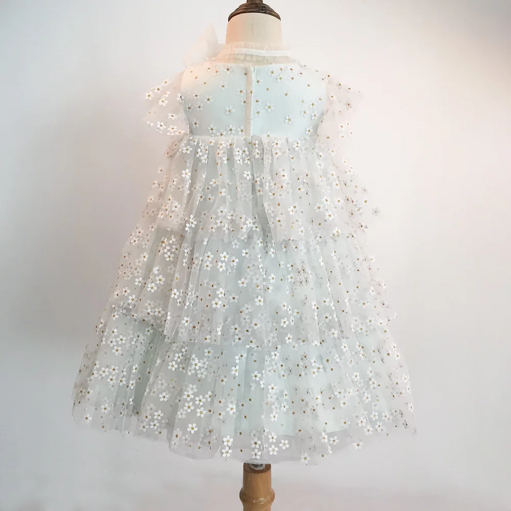 Нова рокля за момичета, Пролетно-лятна Бебешка рокля на Принцеса с фрагменти на цветенце, Модерно рокля за торта за рожден ден, рокля2