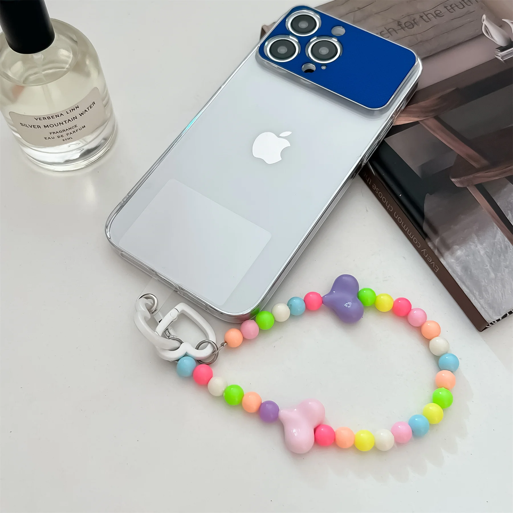 Корейският мобилен телефон, мъниста цветове на дъгата, гривна-сърце, верига за iPhone 14 13 15 Pro Max Samsung Flip 4 и 5, въжета за ръцете от загуба на1