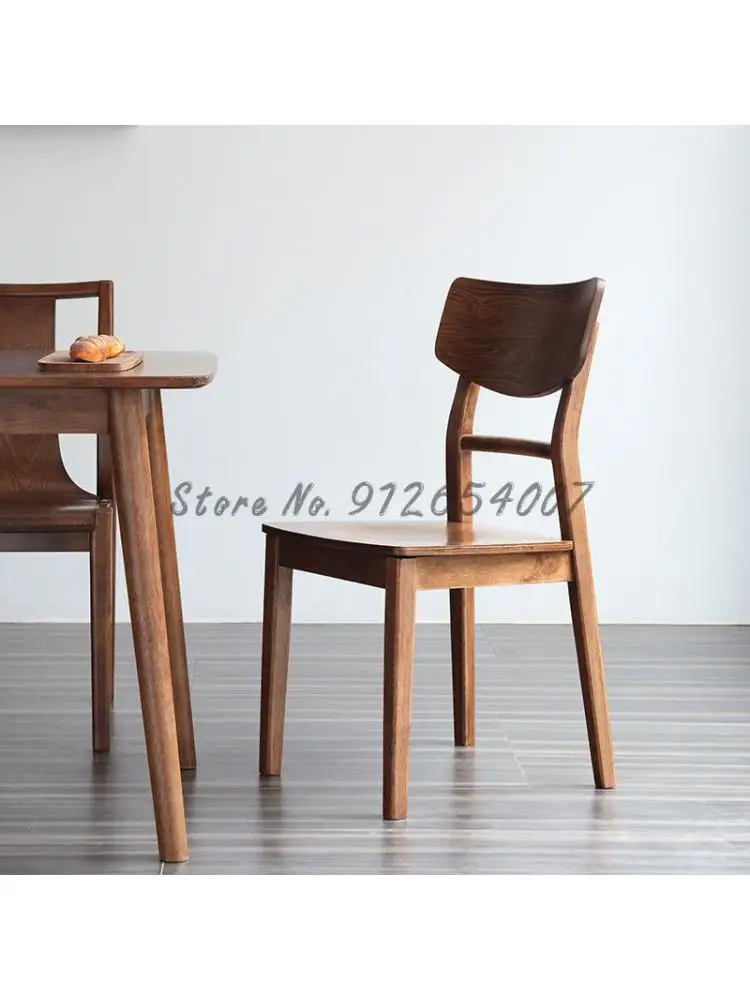 Скандинавски модерен Светъл Луксозен Домашен Кът стол от висок клас, маса за Хранене в хола, Прост стол с облегалка от масивна дървесина, кабинет в общежитието1