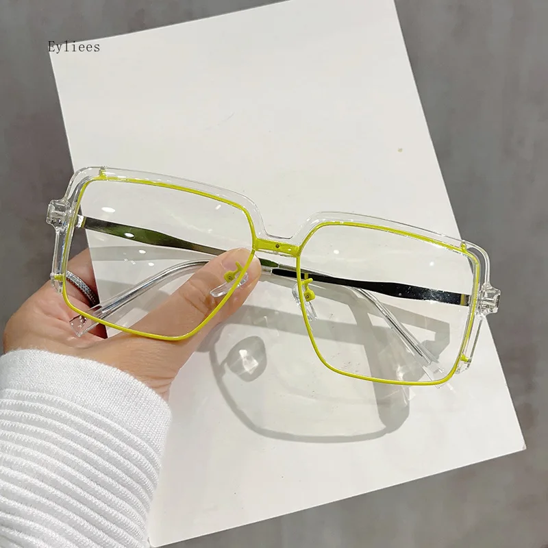 Корейската версия Квадратни Слънчеви очила За мъже И жени, Vintage слънчеви очила за шофиране с жълти лещи, Модни Градинска облекло очила2