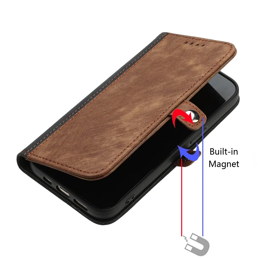 Мек Калъф за телефон от магнитна кожа, TPU за iPhone 11 12 13 14 Pro X XS MAX XR 5 6 7 8 Plus SE 2020, флип-надолу капака на чантата2