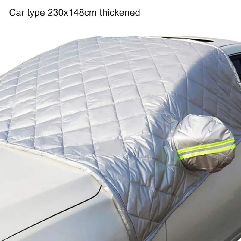 Калъф за носене на предното стъкло на автомобила, ветрозащитный калъф за кола с фиксирана завязкой, Автомобилния 3-слойный защитен калъф за сняг, лед, UV-радиация, повечето автомобили5