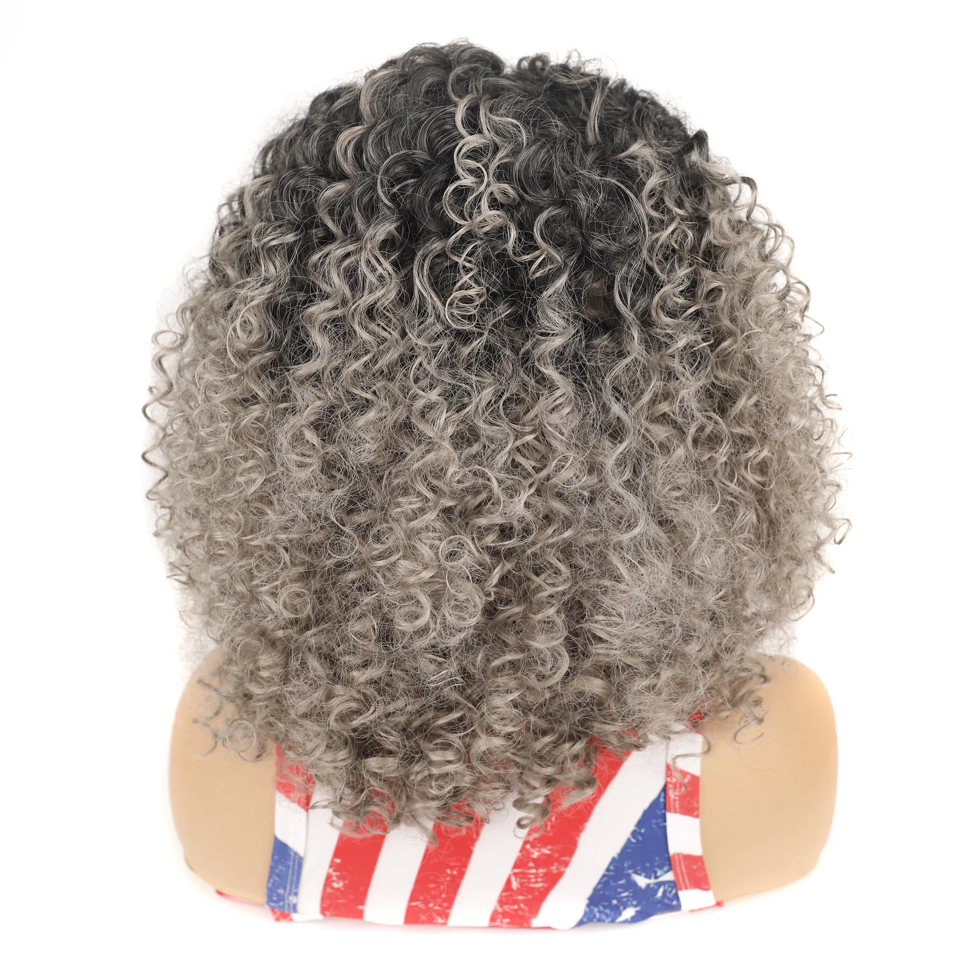 Перуки с превръзка на главата За черни жени, къдрава коса в стил Афро, синтетични перука, Естествено бесклеевое Кудрявое Омбре, Cosplay, Евтина перука3