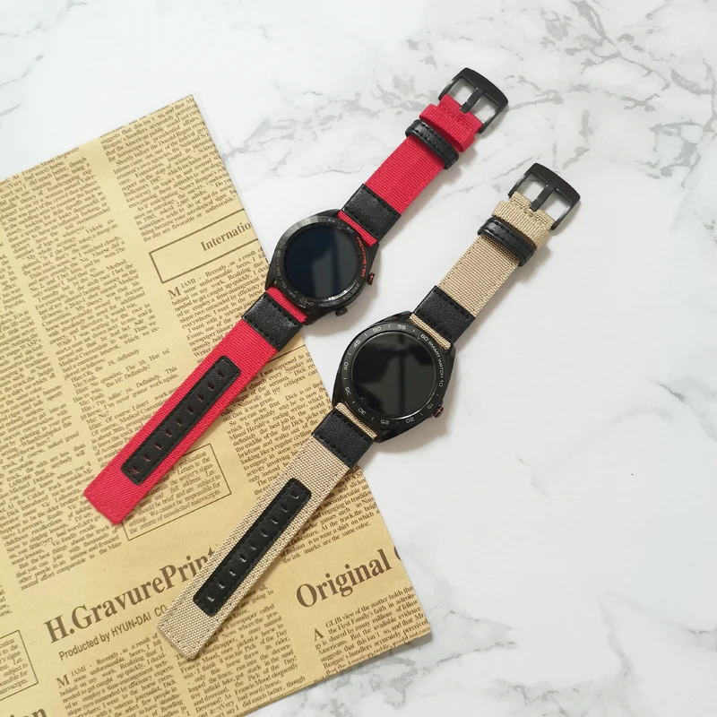 Huawei Watch GT3 Найлонов Каишка за часовник от телешка кожа Glory Es 46 мм Huami GTR 3 Pro Платно Personality Watch 4 Pro Рецептори Ticwatch Pro X4