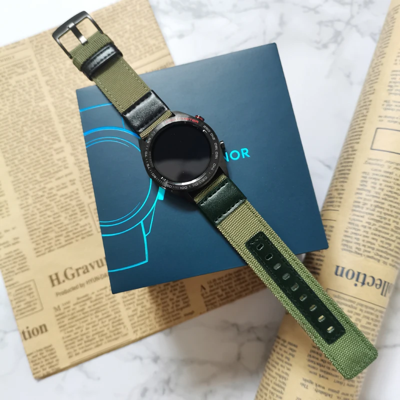 Huawei Watch GT3 Найлонов Каишка за часовник от телешка кожа Glory Es 46 мм Huami GTR 3 Pro Платно Personality Watch 4 Pro Рецептори Ticwatch Pro X5